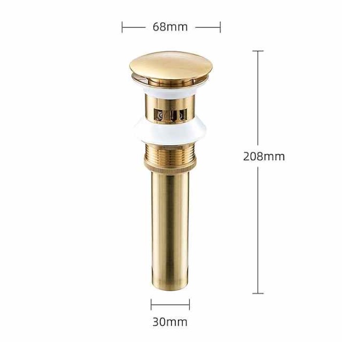 Brass Pop Up Sink Drain Stopper with Overflow Bathroom Faucet Vessel Vanity Sink Drainer(Golden)