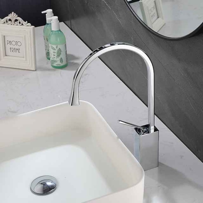 Bathroom Sink Faucet - Rotatable Electroplated / Painted Finishes Centerset Single Handle One HoleBath Taps