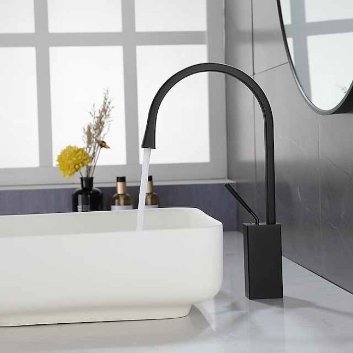 Bathroom Sink Faucet - Rotatable Electroplated / Painted Finishes Centerset Single Handle One HoleBath Taps