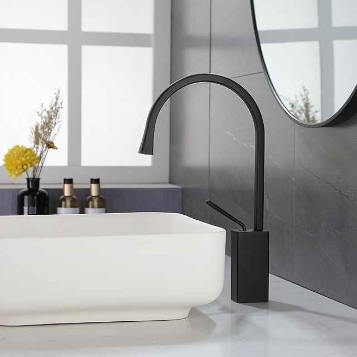 Bathroom Sink Faucet - Rotatable Electroplated / Painted Finishes Centerset Single Handle One HoleBath Taps