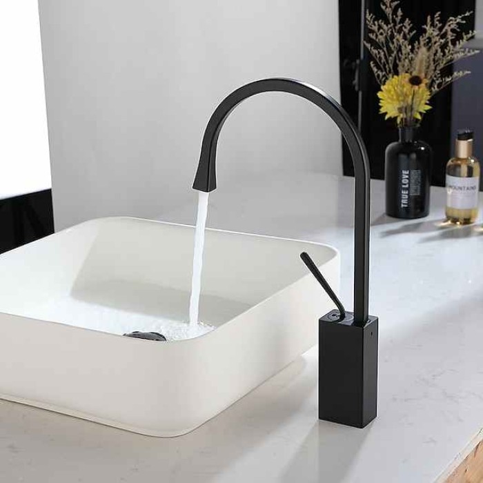 Bathroom Sink Faucet - Rotatable Electroplated / Painted Finishes Centerset Single Handle One HoleBath Taps