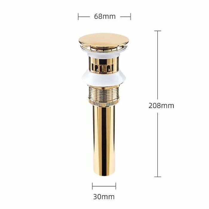 Brass Pop Up Sink Drain Stopper with Overflow Bathroom Faucet Vessel Vanity Sink Drainer(Golden)