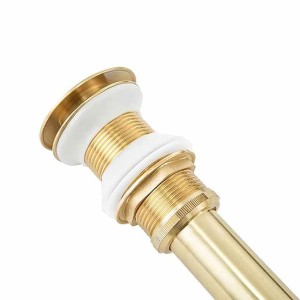 Brass Pop Up Sink Drain Stopper with Overflow Bathroom Faucet Vessel Vanity Sink Drainer(Golden)