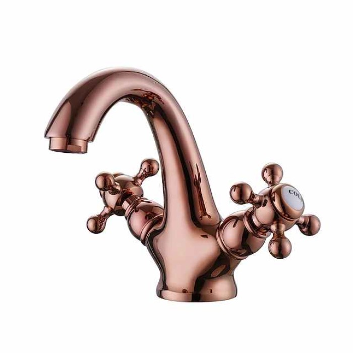 Bathroom Sink Faucet - FaucetSet Oil-rubbed Bronze / Antique Brass / Electroplated Centerset Two Handles One HoleBath Taps