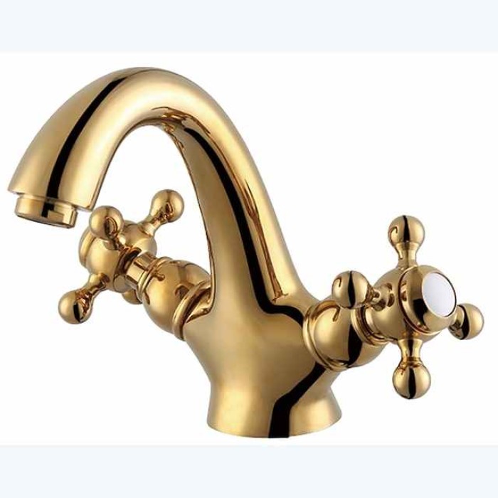 Bathroom Sink Faucet - FaucetSet Oil-rubbed Bronze / Antique Brass / Electroplated Centerset Two Handles One HoleBath Taps