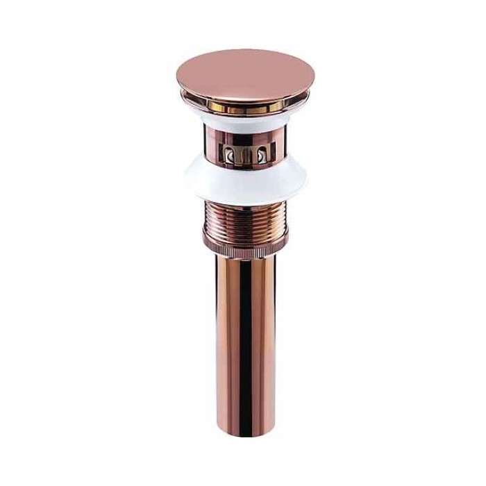 Brass Pop Up Sink Drain Stopper with Overflow Bathroom Faucet Vessel Vanity Sink Drainer(Rose Golden)