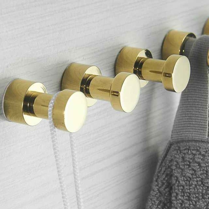 Wall Hooks for Coats,Brass Wall Mounted Bathroom Towel Hooks Robe Hooks 3PCS/5PCS(Golden)