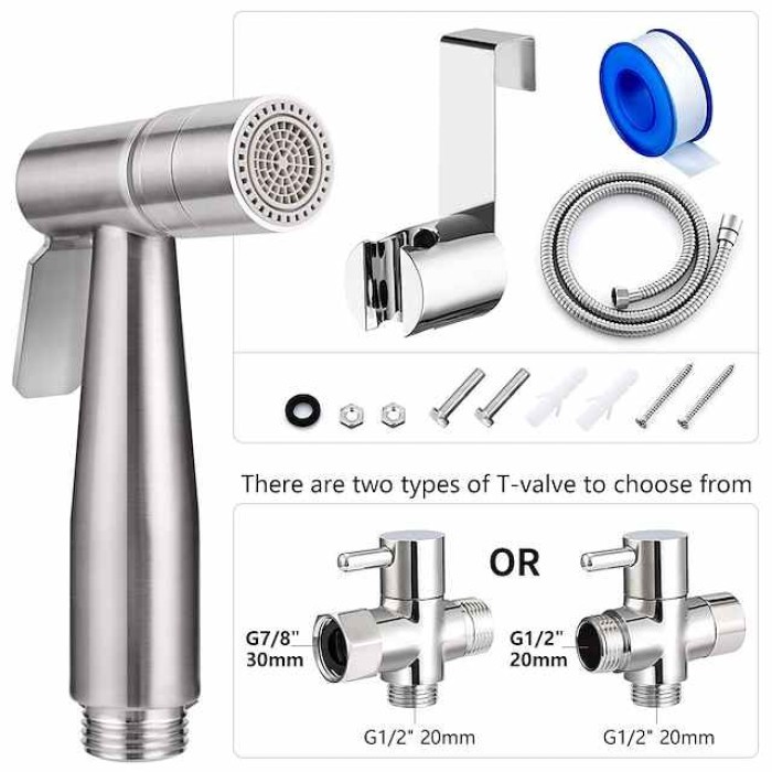 Two Ways 304 Stainless Steel Toilet Handheld Shattaf Bidet Sprayer Shower Heads Set Shower Faucet Accessories Muslim Shower G1/2 or G7/8