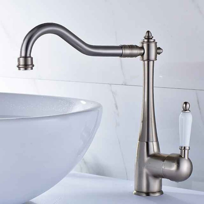 Kitchen faucet - Single Handle One Hole Brushed Standard Spout Centerset Antique Kitchen Taps