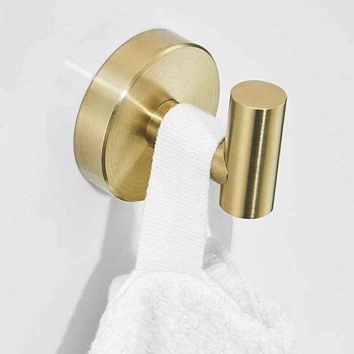 Bathroom Accessory Set Include Towel Bar Robe Hook and Towel Ring New Design Modern Stainless Steel Material Wall Mounted Golden 3pcs