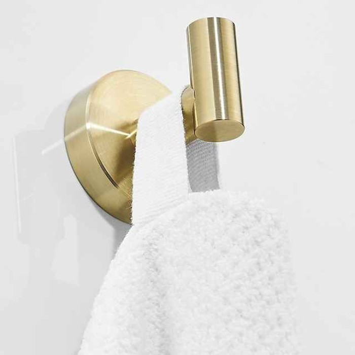 Bathroom Accessory Set Include Towel Bar Robe Hook and Towel Ring New Design Modern Stainless Steel Material Wall Mounted Golden 3pcs