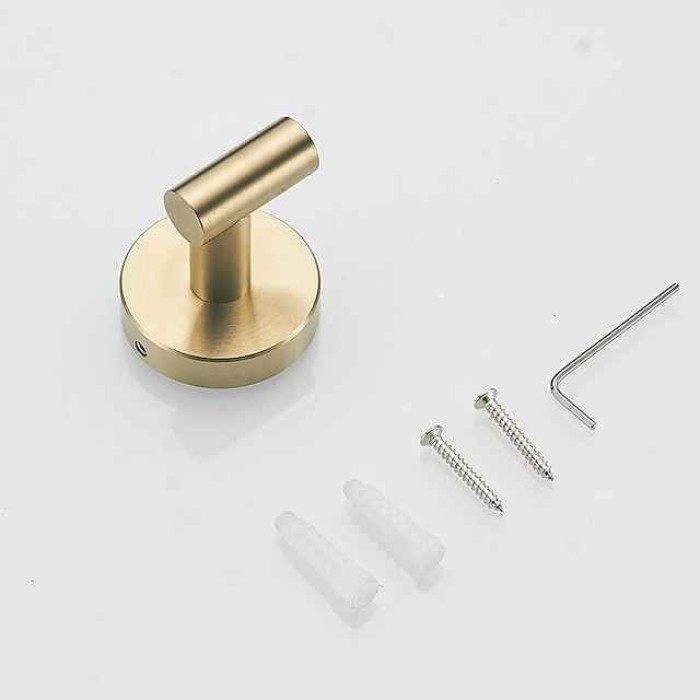 Bathroom Accessory Set Include Towel Bar Robe Hook and Towel Ring New Design Modern Stainless Steel Material Wall Mounted Golden 3pcs