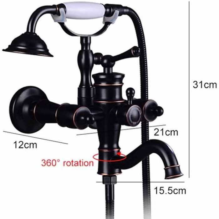 Shower Faucet Set Rainfall Shower Vintage Style Electroplated Mount Outside Ceramic Valve Bath Shower Mixer Taps / Brass / Two Handles Two Holes