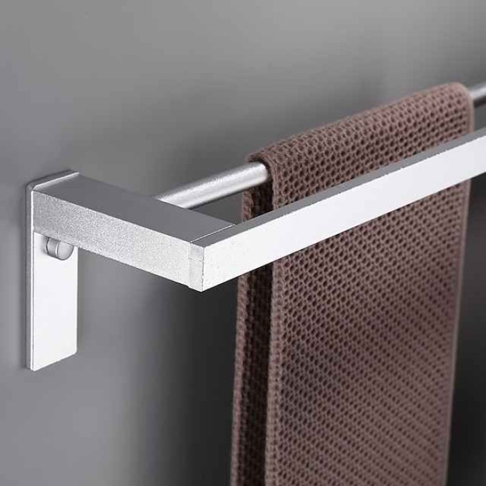 Towel Bar Wall Mounted 60cm Aluminum Towel Holder for Bathroom Aluminum Bathroom Hardware Single/Double Type Towel Rack(Silver/Black/Grey)