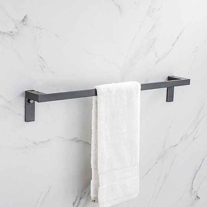 Towel Bar Wall Mounted 60cm Aluminum Towel Holder for Bathroom Aluminum Bathroom Hardware Single/Double Type Towel Rack(Silver/Black/Grey)