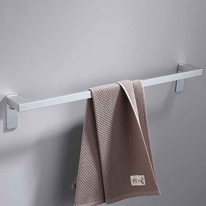 Towel Bar Wall Mounted 60cm Aluminum Towel Holder for Bathroom Aluminum Bathroom Hardware Single/Double Type Towel Rack(Silver/Black/Grey)