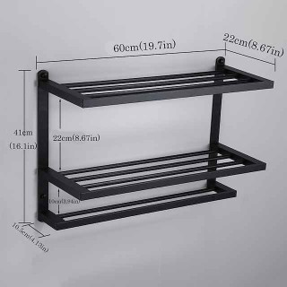 Aluminum Towel Rack for Bathroom,3-Layer Wall Mounted Towel Bar Towel Holder Bathroom Hardware Storage 60cm(Black/Silver/Gun Grey)