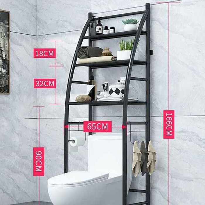 Toilet Bathroom Shelf Stainless Steel Floor Toilet Rack Free Punch Storage Rack