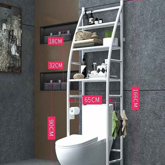 Toilet Bathroom Shelf Stainless Steel Floor Toilet Rack Free Punch Storage Rack