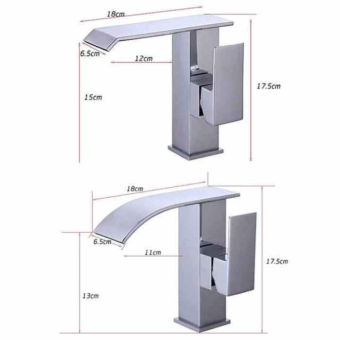 Modern Style Brass Waterfall Bathroom Sink Faucet,White Chrome Electroplated Single Handle One Hole Bath Taps with Hot and Cold Switch