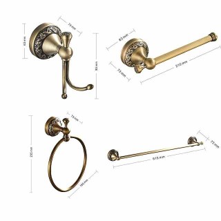 Bathroom Accessory Towel Ring/Toilet Paper Holder/Robe Hook Antique Brass Bathroom Single Rod Wall Mounted Carved Design