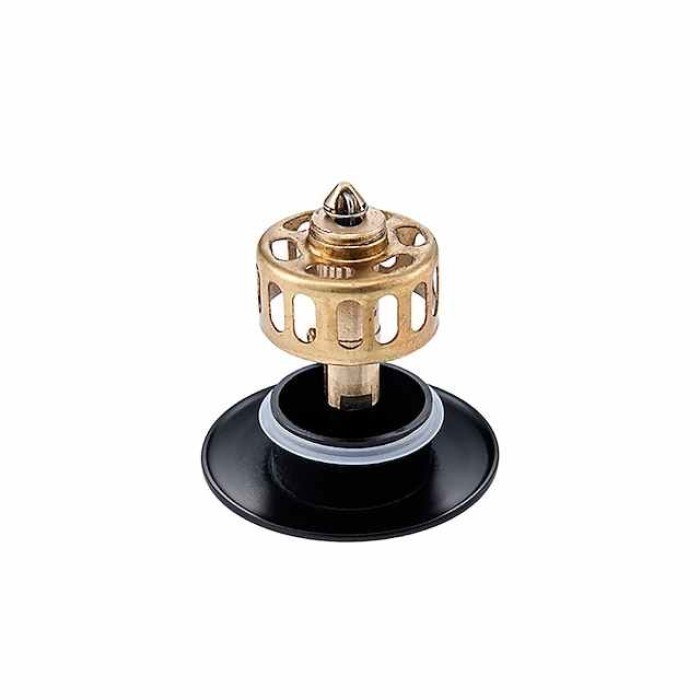 Brass Pop Up Sink Drain Stopper with Overflow Bathroom Faucet Vessel Vanity Sink Drainer(Black)