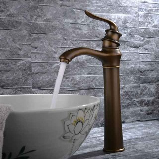 Bathroom Sink Faucet - Classic Antique Brass Free Standing Single Handle One HoleBath Taps