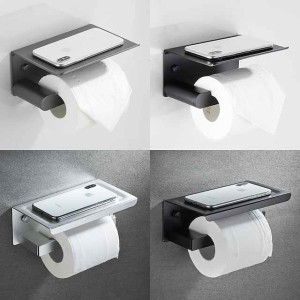 Toilet Paper Holder with Shelf Wall Mounted,Aluminum Toilet Paper Roll Holder, Tissue Roll with Mobile Phone Storage