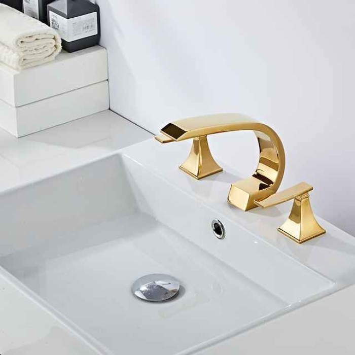 Bathroom Sink Faucet Widespread Oil-rubbed Bronze/Brushed/Electroplated Widespread Two Handles Three HolesBath Taps