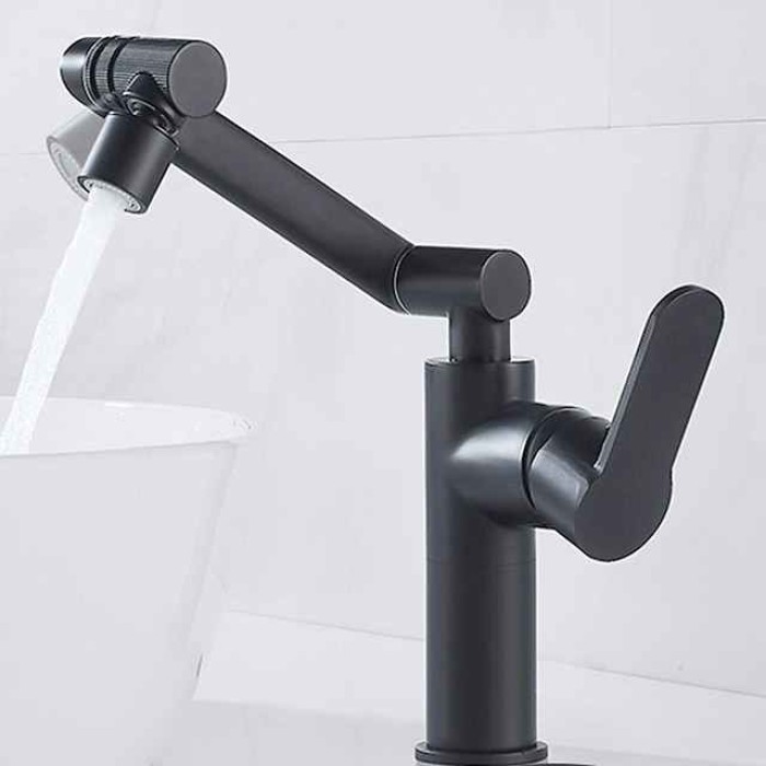 Bathroom Sink Faucet,Brass 360 Degree Rotating Liftable 3-Type Outlet Multi-Function Single Handle One Hole Bath Taps（Matte Black/Chrome）