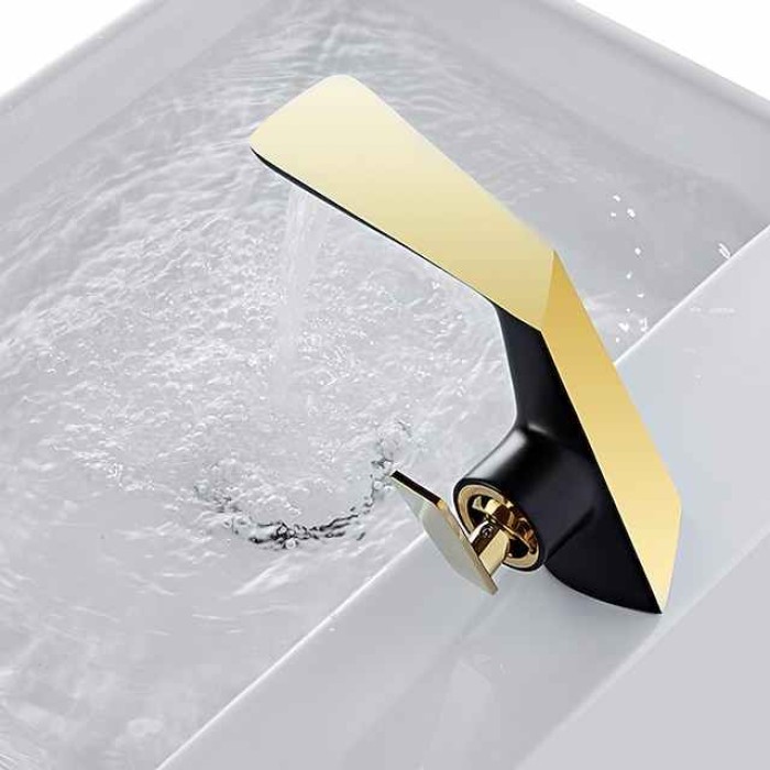 Bathroom Sink Faucet - Waterfall Electroplated / Painted Finishes Centerset Single Handle One HoleBath Taps