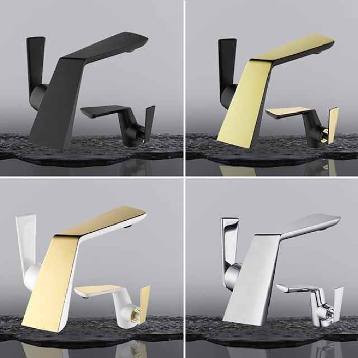 Bathroom Sink Faucet - Waterfall Electroplated / Painted Finishes Centerset Single Handle One HoleBath Taps