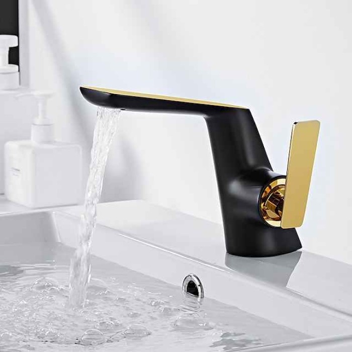 Bathroom Sink Faucet - Waterfall Electroplated / Painted Finishes Centerset Single Handle One HoleBath Taps