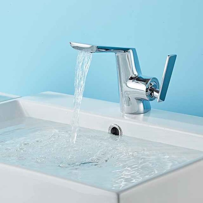 Bathroom Sink Faucet - Waterfall Electroplated / Painted Finishes Centerset Single Handle One HoleBath Taps