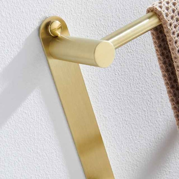 Bathroom Three-layer Shelf with Hooks Stainless Steel Multi-function Towel Rack Wall Mounted Matte Gold and Brushed 1pc