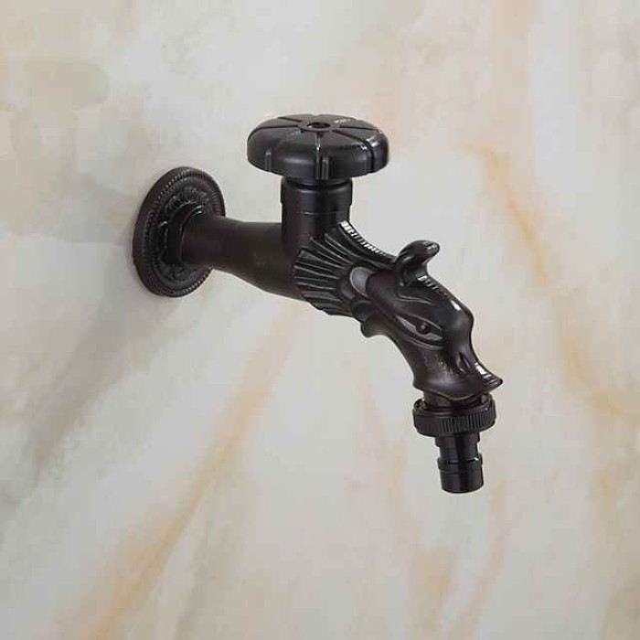 Outdoor Faucet - Patio Wall Mount Antique Brass Widespread Single Handle One HoleBath Taps, 3-Finish Antique Black Gold