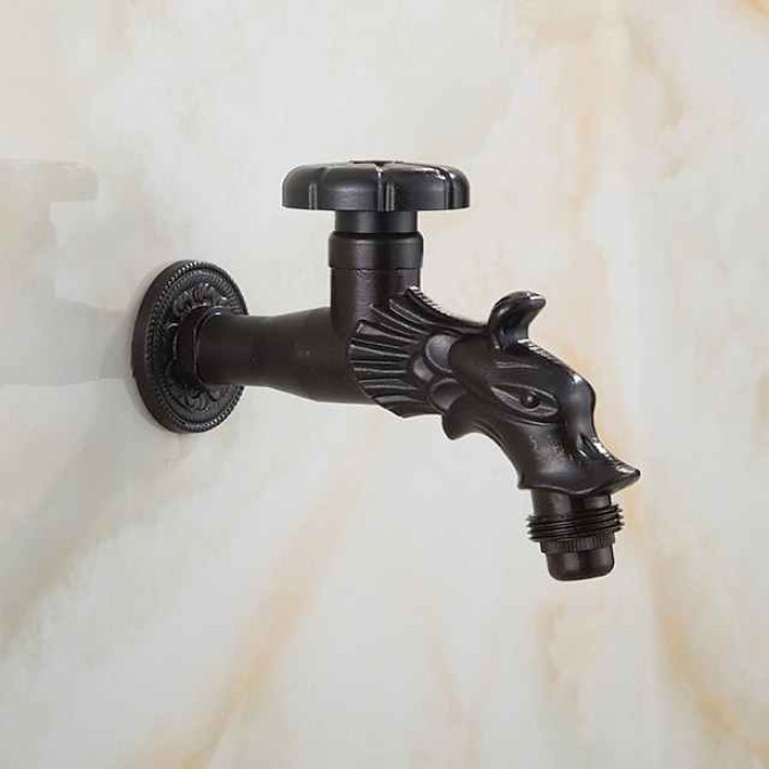 Outdoor Faucet - Patio Wall Mount Antique Brass Widespread Single Handle One HoleBath Taps, 3-Finish Antique Black Gold