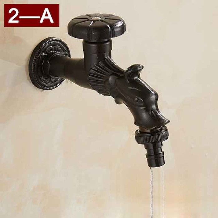 Outdoor Faucet - Patio Wall Mount Antique Brass Widespread Single Handle One HoleBath Taps, 3-Finish Antique Black Gold