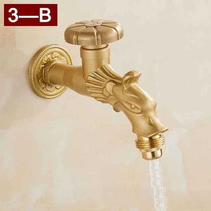 Outdoor Faucet - Patio Wall Mount Antique Brass Widespread Single Handle One HoleBath Taps, 3-Finish Antique Black Gold