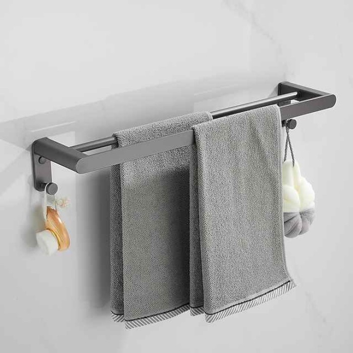 Bathroom Accessory Set,Bathroom Hardware Space Aluminium Wall Mounted Gun GreyTowel Rack /Corner Shelf/Robe Hook/Toilet Paper Holder/Towel Bar/Toilet Brush Holder