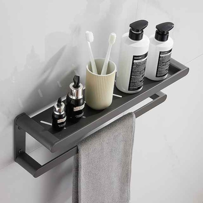 Bathroom Accessory Set,Bathroom Hardware Space Aluminium Wall Mounted Gun GreyTowel Rack /Corner Shelf/Robe Hook/Toilet Paper Holder/Towel Bar/Toilet Brush Holder