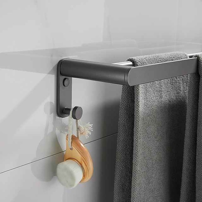 Bathroom Accessory Set,Bathroom Hardware Space Aluminium Wall Mounted Gun GreyTowel Rack /Corner Shelf/Robe Hook/Toilet Paper Holder/Towel Bar/Toilet Brush Holder