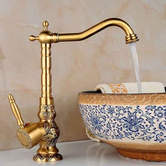 Bathroom Sink Faucet Centerset Brass Centerset Single Handle One Hole Bath Taps