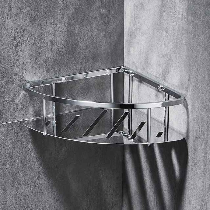 Triangle Bathroom Shelf For Washing Supplies, Wall Mounted, New Design Creative Contemporary Modern Stainless Steel 1pc