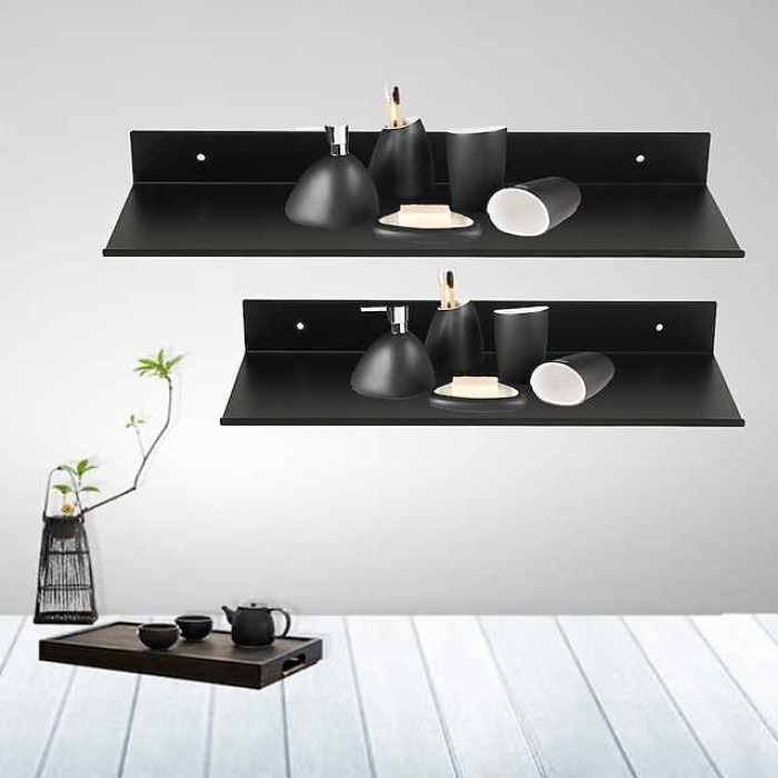 Bathroom Storage Bracket,Space Aluminum Black Bathroom Shelves Kitchen Wall Shelf Shower Storage Rack 30-50cm