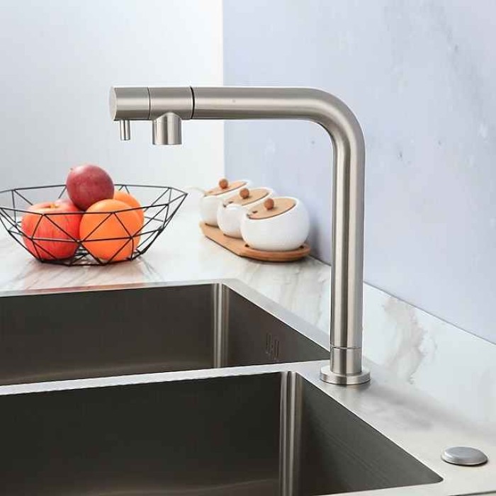 Kitchen faucet - Single Handle One Hole Stainless Steel Pull-out /Pull-down Other Contemporary Kitchen Taps cold or hot water only