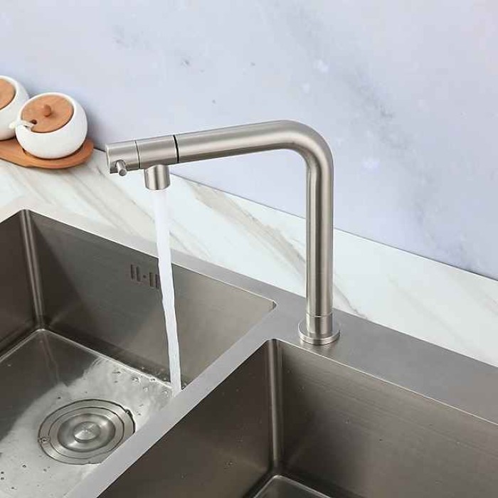 Kitchen faucet - Single Handle One Hole Stainless Steel Pull-out /Pull-down Other Contemporary Kitchen Taps cold or hot water only