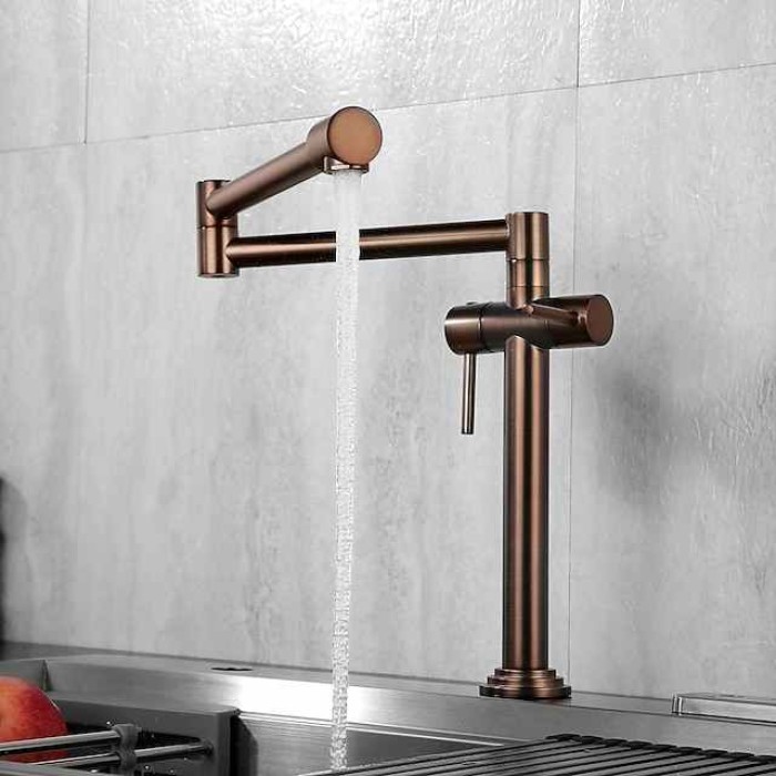 Foldable Kitchen Sink Mixer Faucet Deck Mounted, 360 Swivel Folding Single Handle Kitchen Vessel Taps