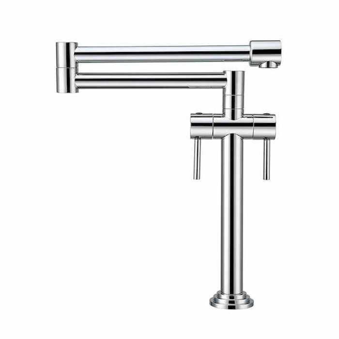 Foldable Kitchen Sink Mixer Faucet Deck Mounted, 360 Swivel Folding Single Handle Kitchen Vessel Taps