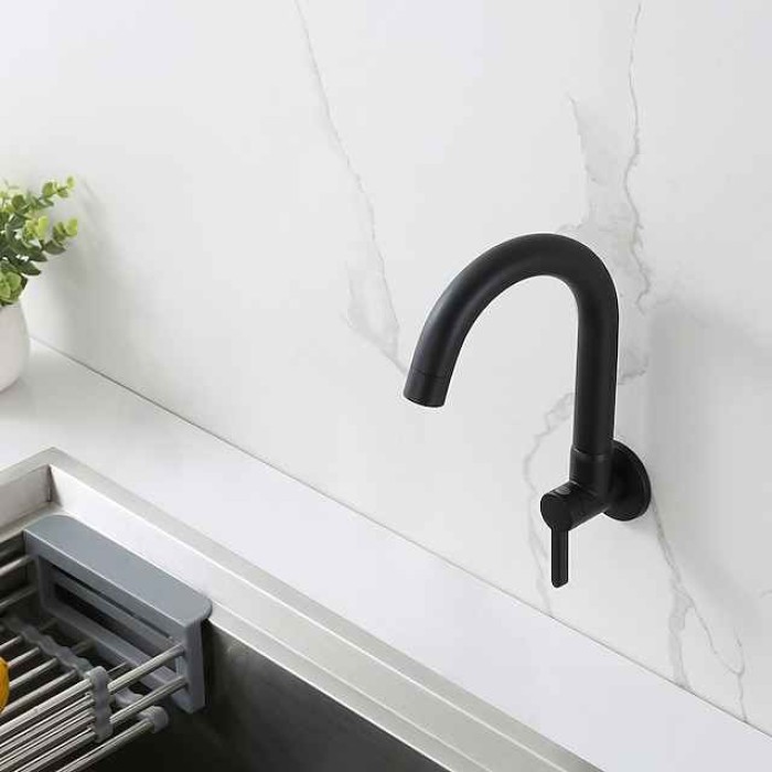 Kitchen faucet - Single Handle One Hole Chrome / Brushed / Painted Finishes Bar /Prep Wall Mounted Contemporary Kitchen Taps for Cold or Hot Water Only